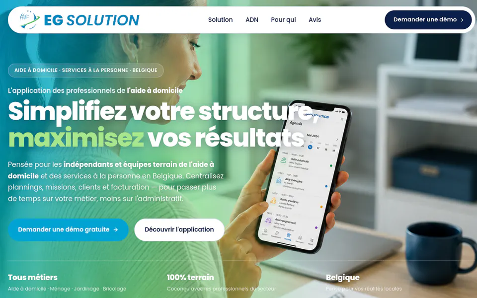 Aperçu du site EG Solution
